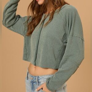 Altered State Rachel Ribbed Top in Green